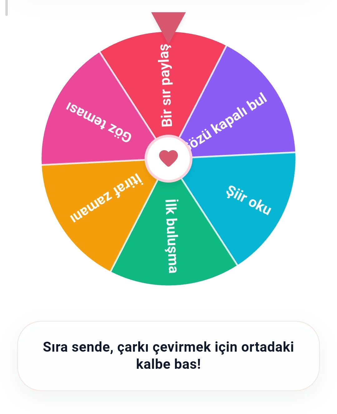 Aşk Çarkı oyun ekranı